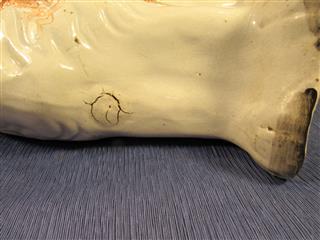 ANTIQUE PAIR OF 19TH CENTURY STAFFORDSHIRE WHITE & RED SPANIELS 13